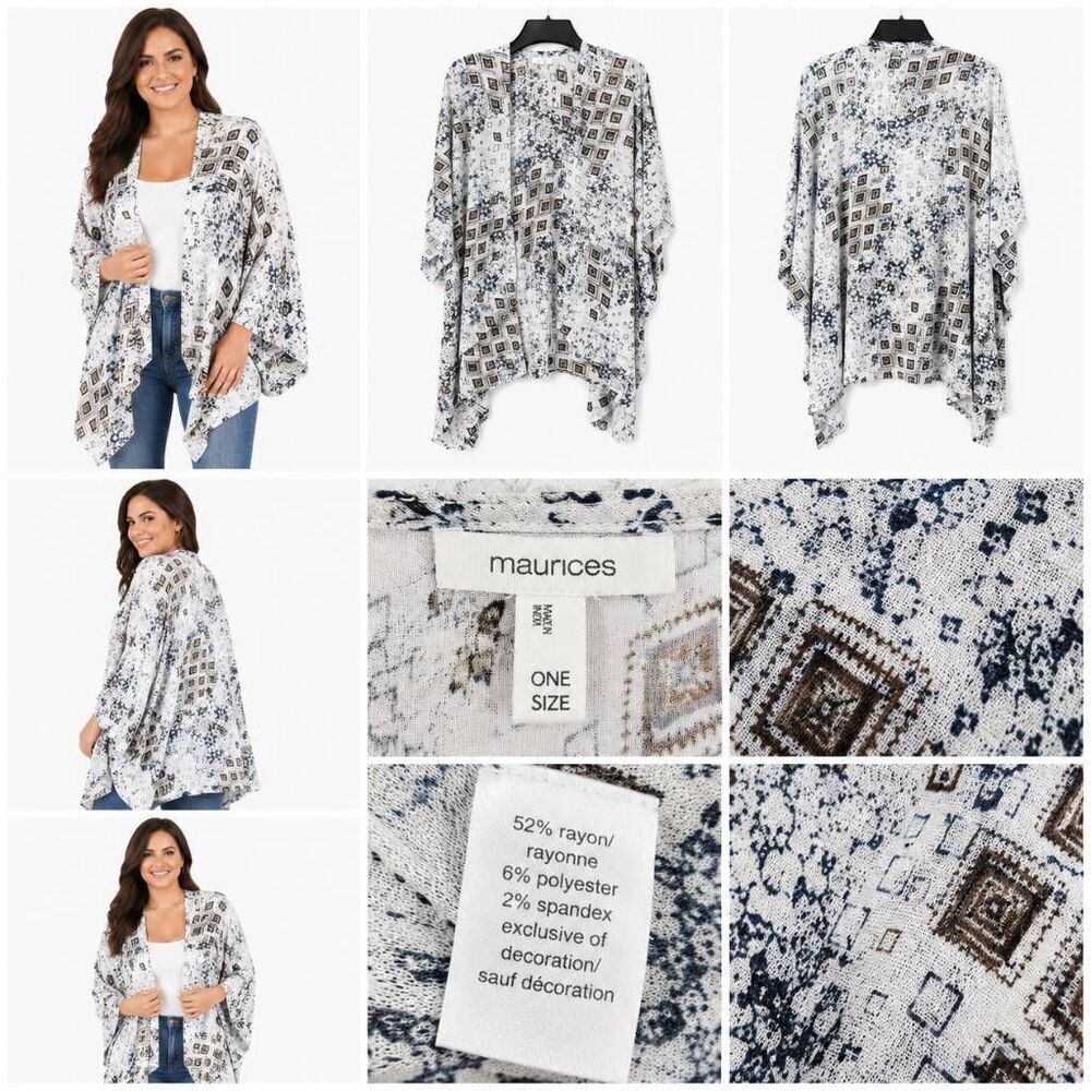 Maurices One Size Blue Floral Sheer Cardigan Cover